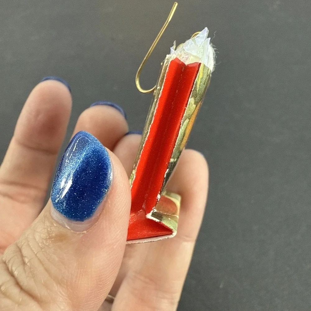 Vintage Christmas Santa Clause Gift Bag Dangle Pierced Earrings